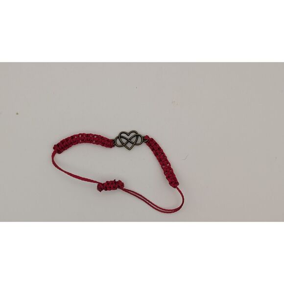 Red Macrame Infinity Heart Bracelet Adjustable Friendship Love Charm Jewelry - Picture 1 of 1